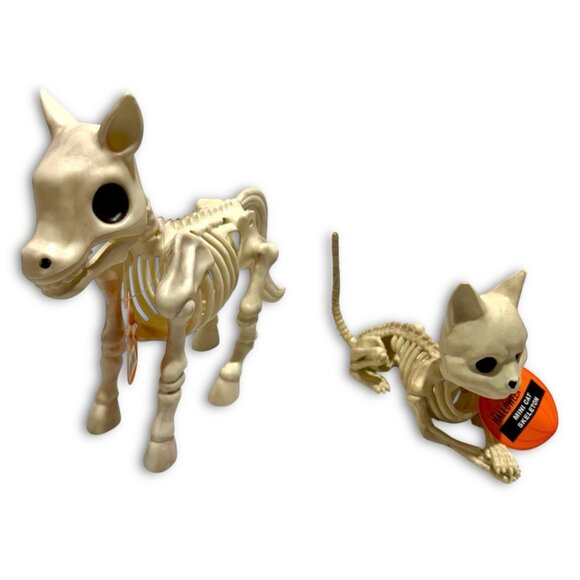 Skeleton Farm Halloween Decor Skeleton Cat & Skeleton Pony Statue. NEW! NWT! - Picture 3 of 8